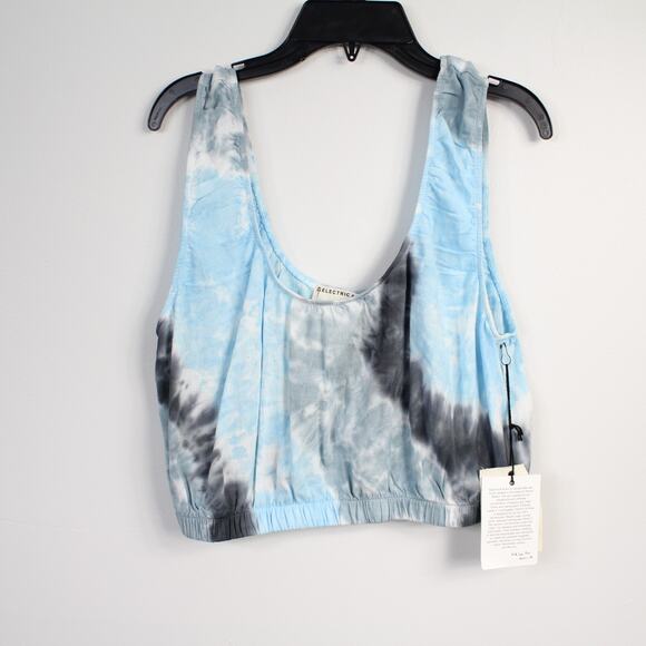 New Electric & Rose Blue Tie Dye Linda Sleeveless Lightweight Crop Top - Picture 4 of 8